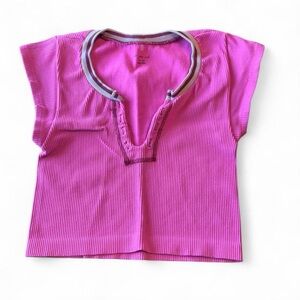 Urban Outfitters Out From Under Pink Ribbed Short Sleeve Crop Top M/L